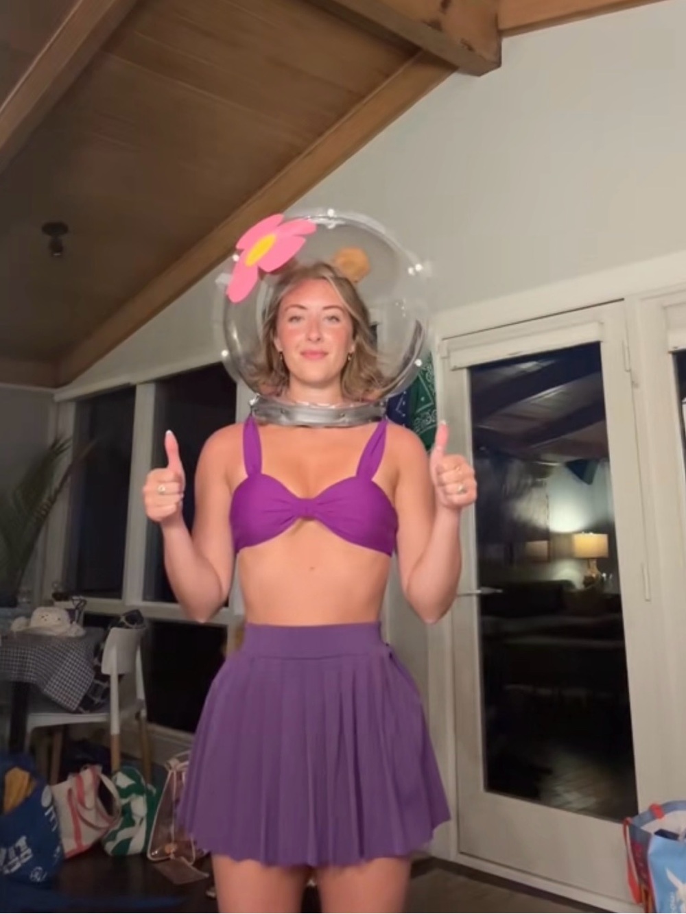 Women’s Purple Bikini Top and Skirt Set